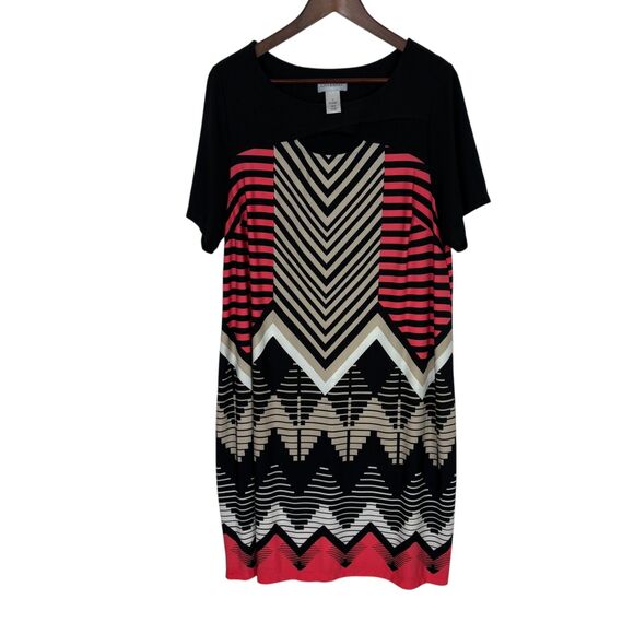 Catherines Dresses & Skirts - Catherine’s Striped Dress Women’s 0X Black Red Tank Chevron Striped